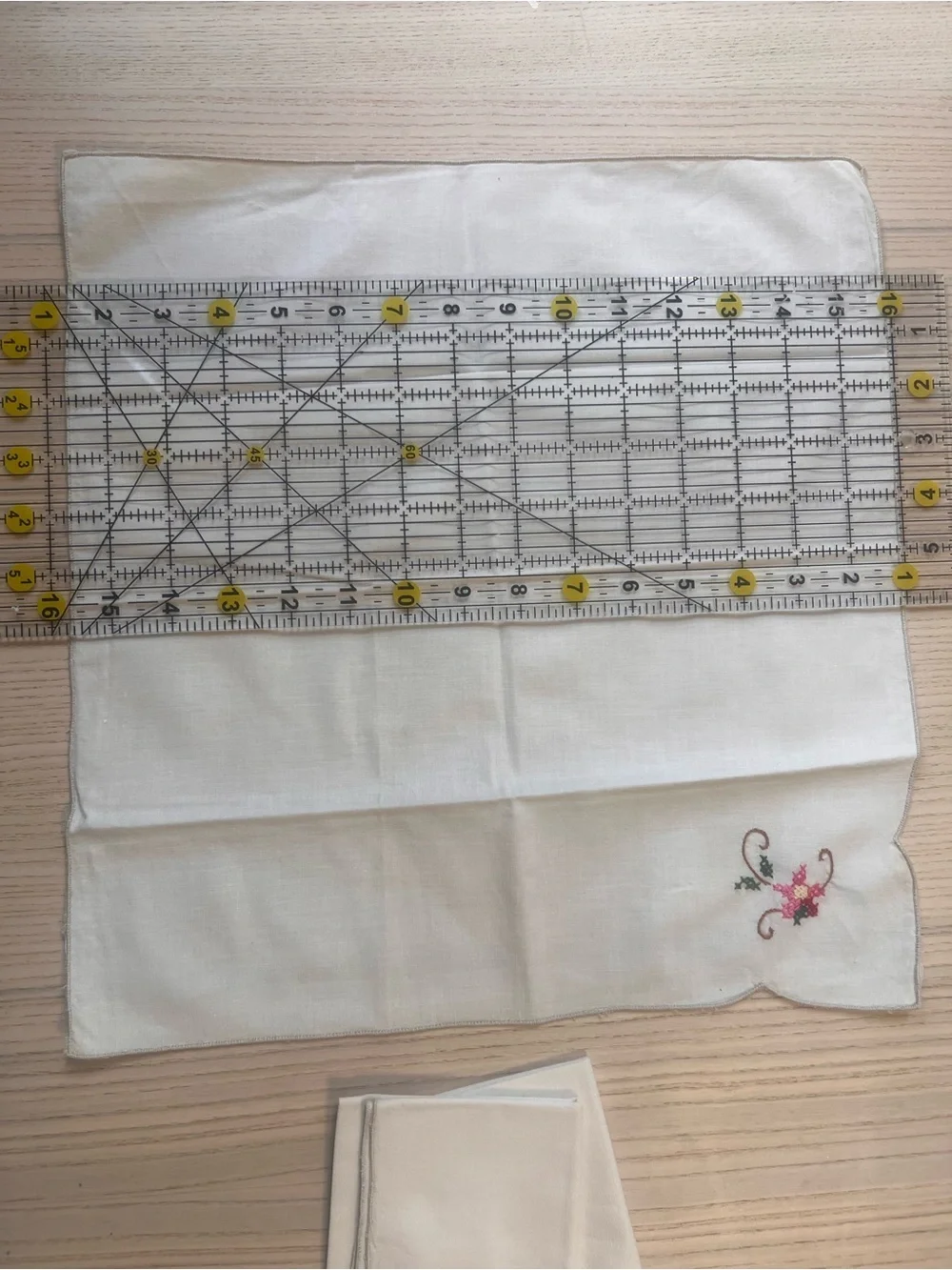 Set of 3 Vintage Embroidered Cocktail Napkins Pink Floral Linen Cottagecore